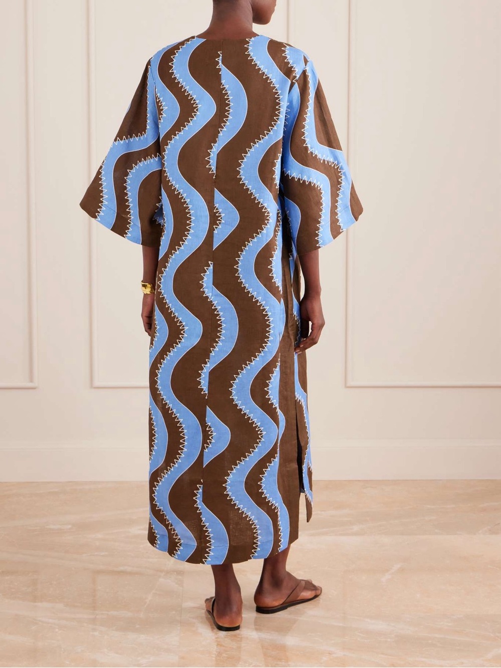 Alemais Tie-detailed embroidered linen midi dress, 2 4 6 8 - Picture 3 of 4